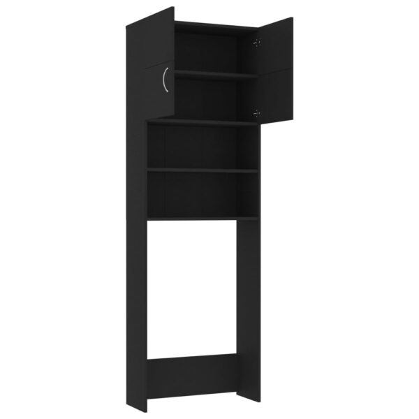 Mobile per Lavatrice Nero 64x25,5x190 cm in Multistrato - immagine 5