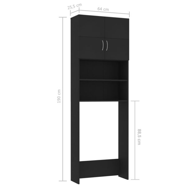 Mobile per Lavatrice Nero 64x25,5x190 cm in Multistrato - immagine 8