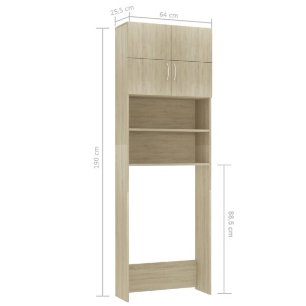 Mobile Lavatrice Rovere Sonoma 64x25,5x190 cm Legno Multistrato - immagine 8