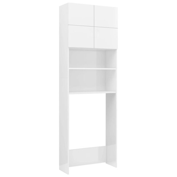 Mobile per Lavatrice Bianco Lucido 64x25,5x190 cm - immagine 2