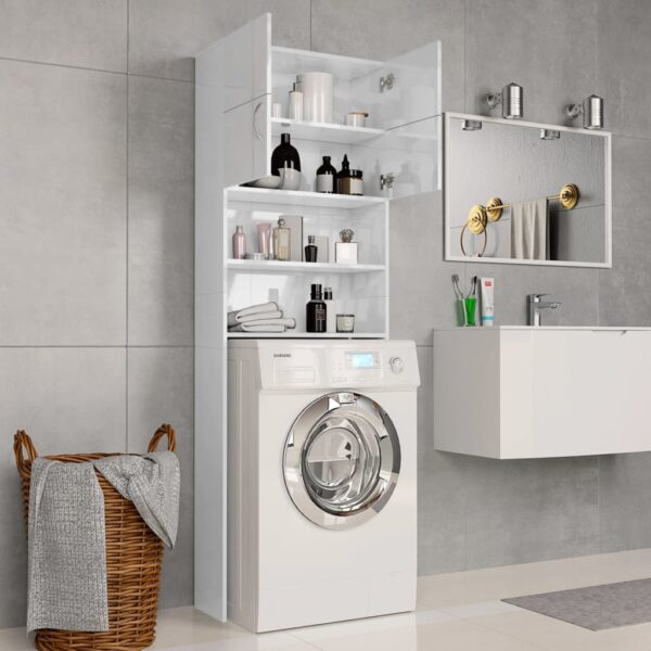 Mobile per Lavatrice Bianco Lucido 64x25,5x190 cm - immagine 3