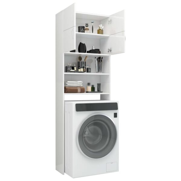 Mobile per Lavatrice Bianco Lucido 64x25,5x190 cm - immagine 4