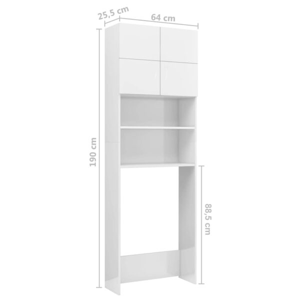 Mobile per Lavatrice Bianco Lucido 64x25,5x190 cm - immagine 8