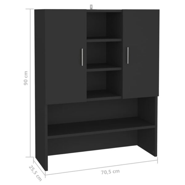 Mobile per Lavatrice Nero 70,5x25,5x90 cm - immagine 8