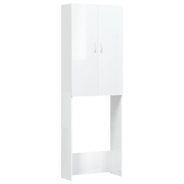 Mobile per Lavatrice Bianco Lucido 64x25,5x190 cm - immagine 2