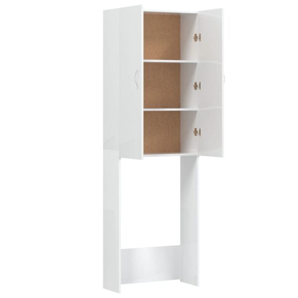 Mobile per Lavatrice Bianco Lucido 64x25,5x190 cm - immagine 5