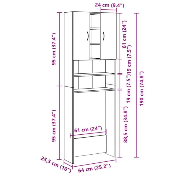 Mobile per Lavatrice Bianco 64x25,5x190 cm - immagine 9