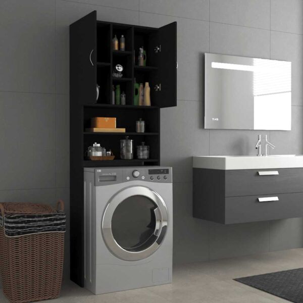 Mobile per Lavatrice Nero 64x25,5x190 cm - immagine 7