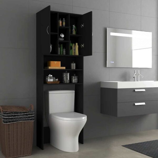 Mobile per Lavatrice Nero 64x25,5x190 cm - immagine 8