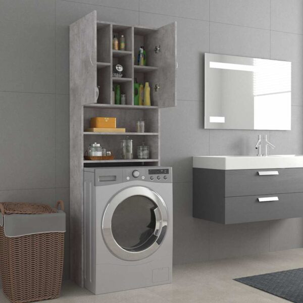 Mobile per Lavatrice Grigio Cemento 64x25,5x190 cm - immagine 7