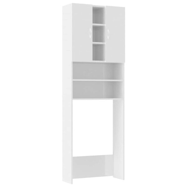 Mobile per Lavatrice Bianco Lucido 64x25,5x190 cm - immagine 2