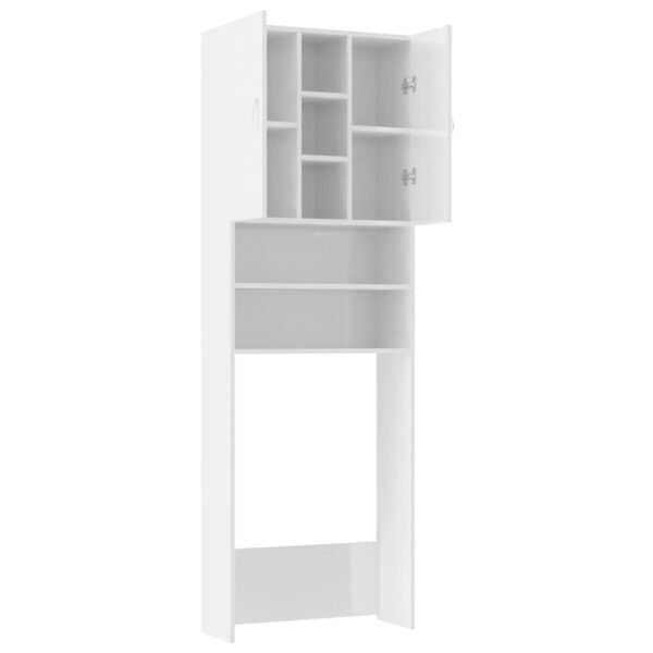 Mobile per Lavatrice Bianco Lucido 64x25,5x190 cm - immagine 5