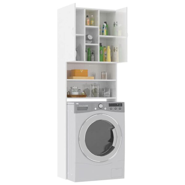 Mobile per Lavatrice Bianco Lucido 64x25,5x190 cm - immagine 6