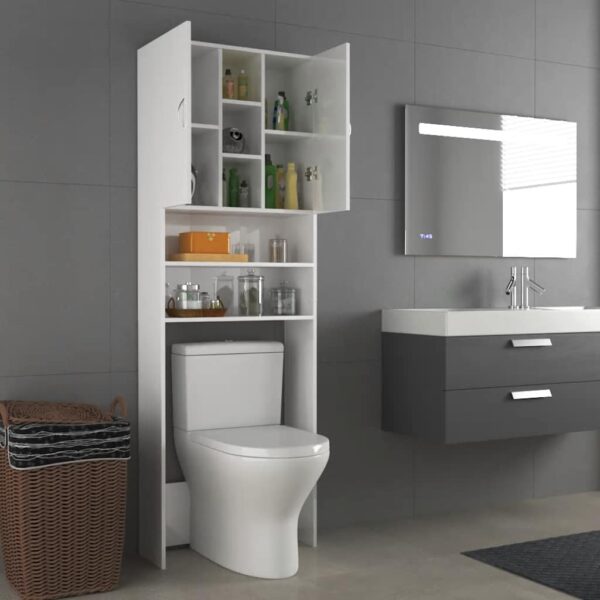 Mobile per Lavatrice Bianco Lucido 64x25,5x190 cm - immagine 8