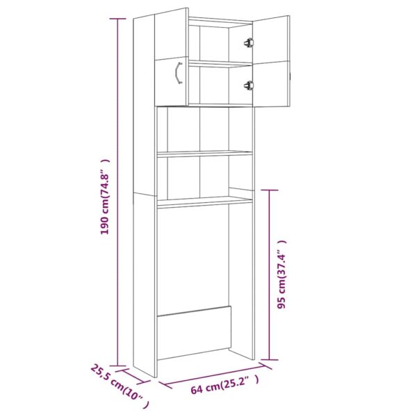 Mobile per Lavatrice Rovere Fumo 64x25,5x190 cm - immagine 8