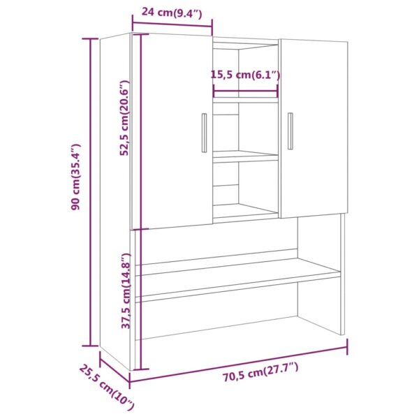 Mobile per Lavatrice Rovere Fumo 70,5x25,5x90 cm - immagine 9