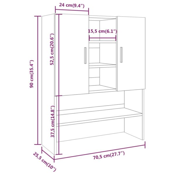 Mobile per Lavatrice Grigio Sonoma 70,5x25,5x90 cm - immagine 9