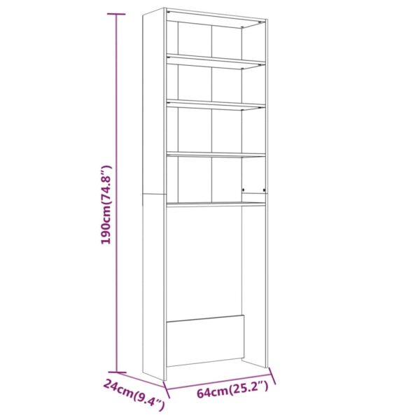 Mobile per Lavatrice Grigio Sonoma 64x24x190 cm - immagine 8