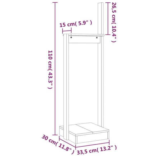 Portalegna 33,5x30x110 cm in Legno Massello di Pino - immagine 8