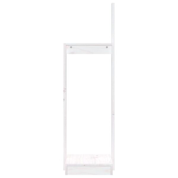 Portalegna Bianco 33,5x30x110 cm in Legno Massello di Pino - immagine 5