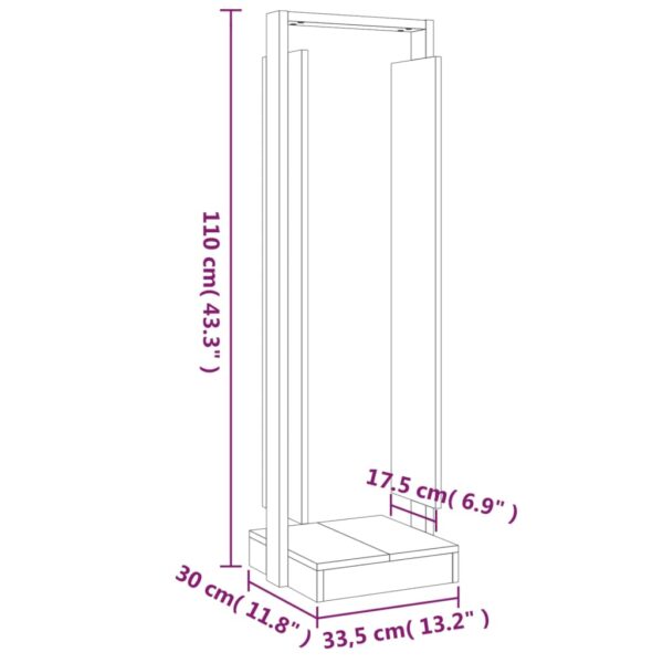 Portalegna 33,5x30x110 cm in Legno Massello di Pino - immagine 8