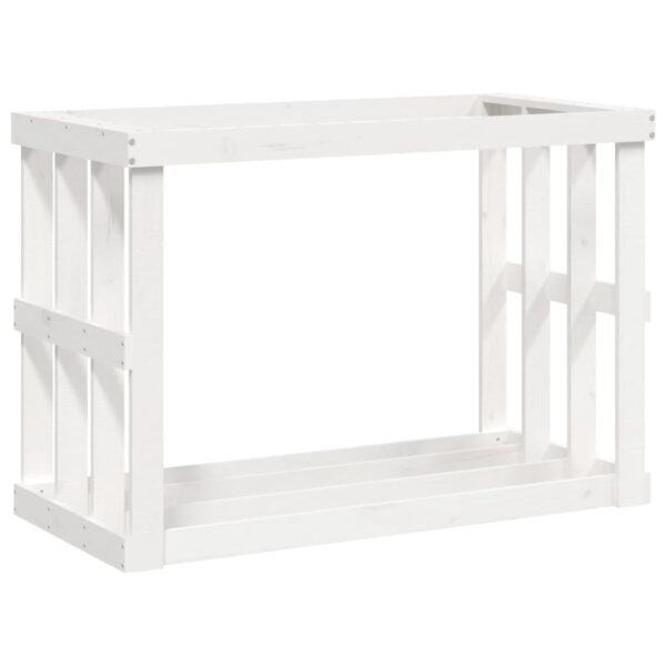 Portaceppi da Esterno Bianco 108x52x74 cm Legno Massello Pino - immagine 2