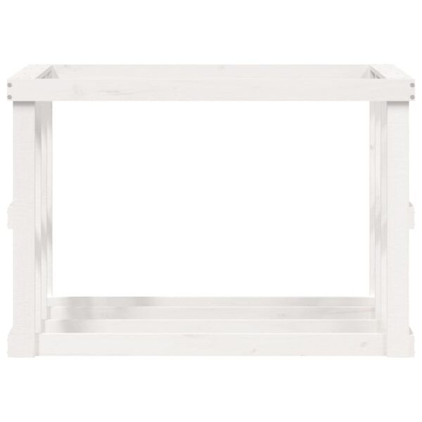 Portaceppi da Esterno Bianco 108x52x74 cm Legno Massello Pino - immagine 5