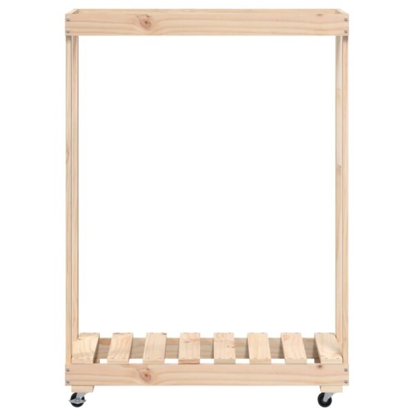 Portalegna con Ruote 76,5x40x108 cm Legno Massello di Pino - immagine 4