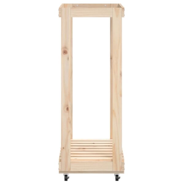 Portalegna con Ruote 76,5x40x108 cm Legno Massello di Pino - immagine 5