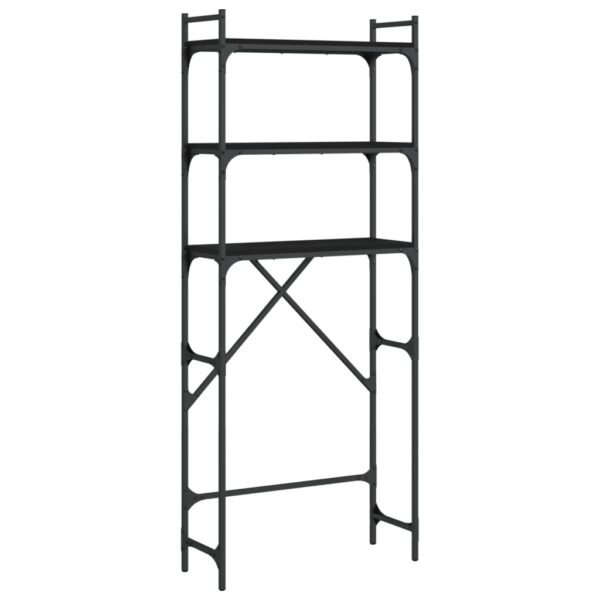 Scaffale per Lavatrice Nero 67x25x163 cm in Legno Multistrato - immagine 2