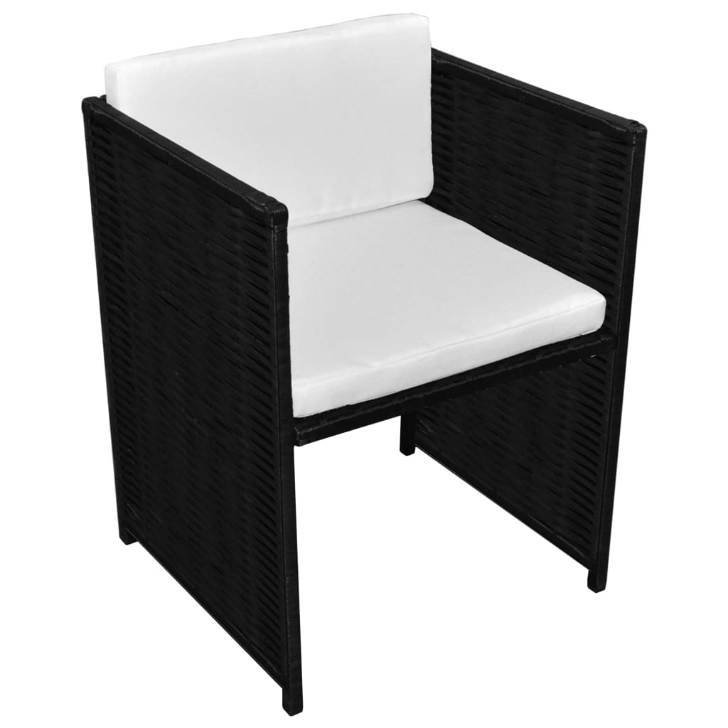 Set da Bistrot 3 pz con Cuscini in Polyrattan Nero - immagine 6