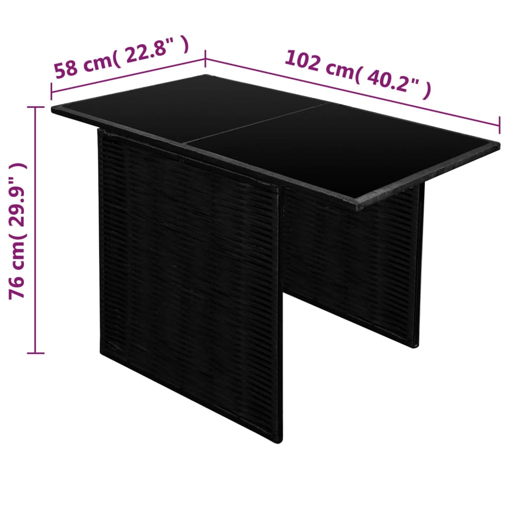 Set da Bistrot 3 pz con Cuscini in Polyrattan Nero - immagine 9