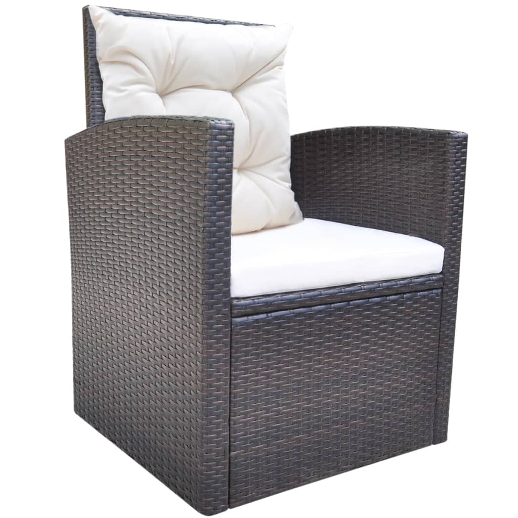 Set da Pranzo da Giardino 6 pz con Cuscini Polyrattan Marrone - immagine 6