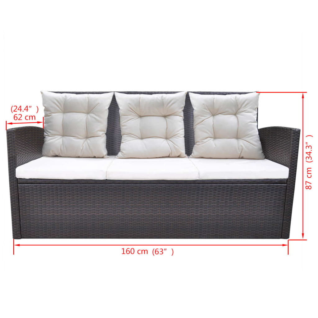 Set da Pranzo da Giardino 6 pz con Cuscini Polyrattan Marrone - immagine 8