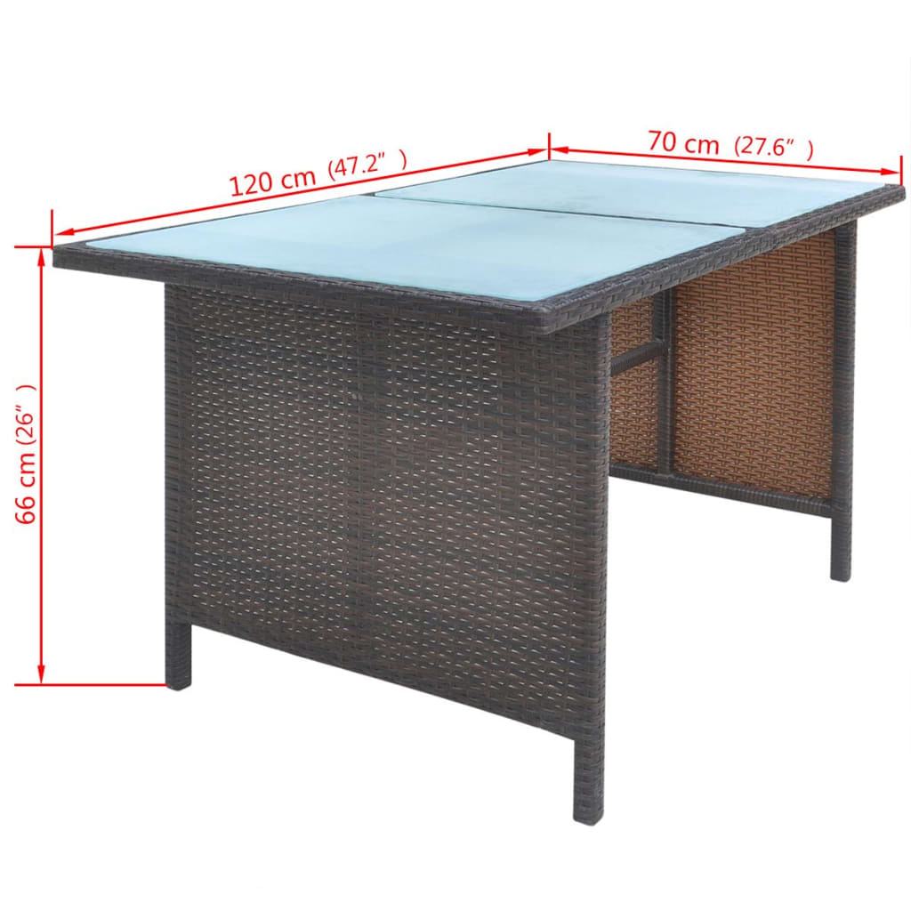 Set da Pranzo da Giardino 6 pz con Cuscini Polyrattan Marrone - immagine 9