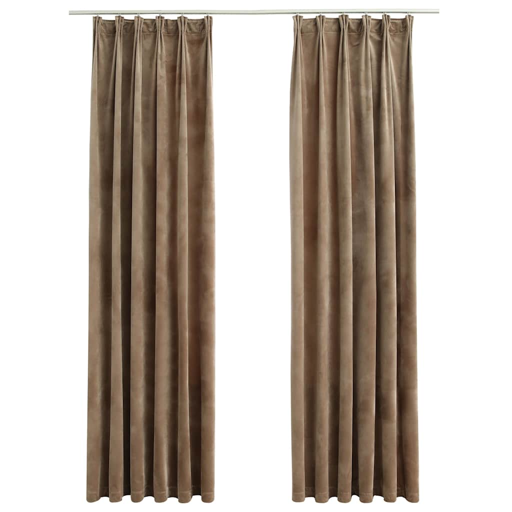 Tende Oscuranti con Ganci 2 pz Beige in Velluto 140x175 cm - immagine 2