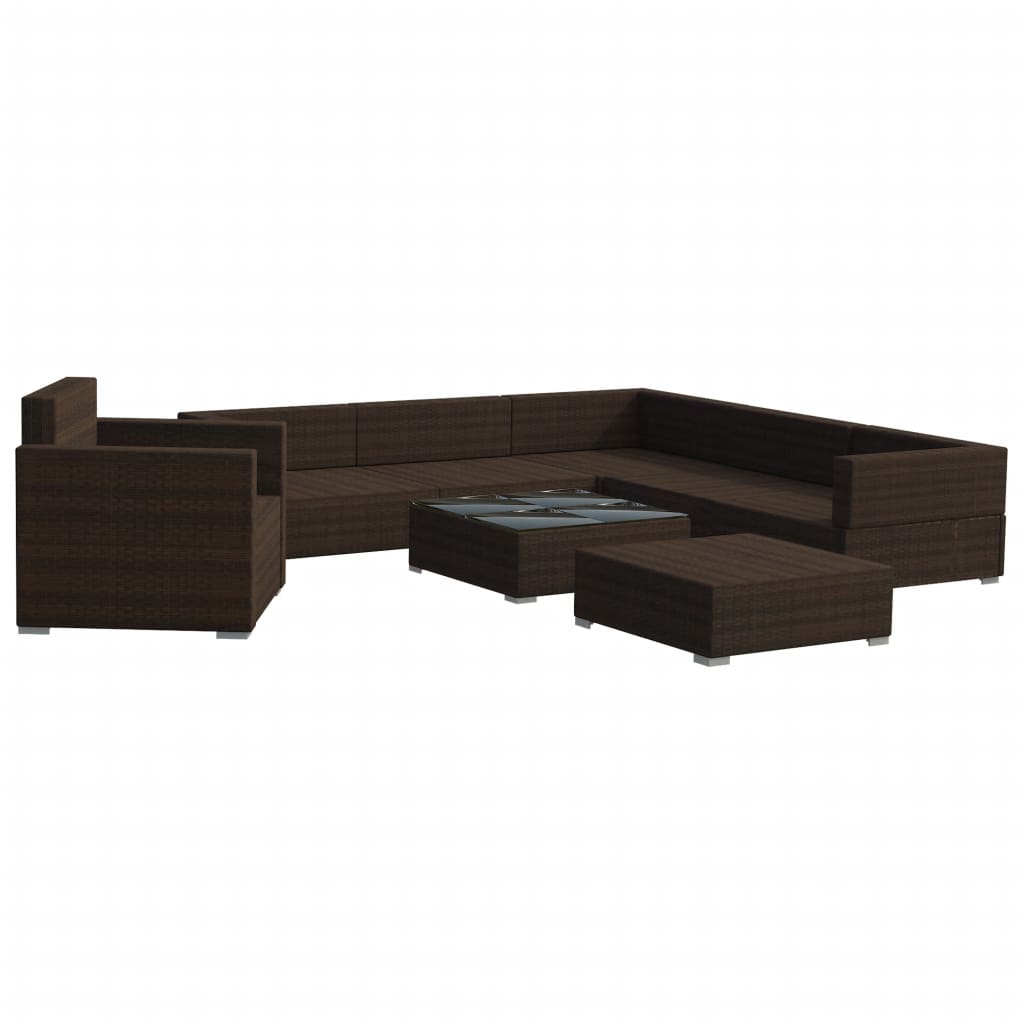 Set Divani da Giardino 8 pz con Cuscini in Polyrattan Marrone - immagine 3