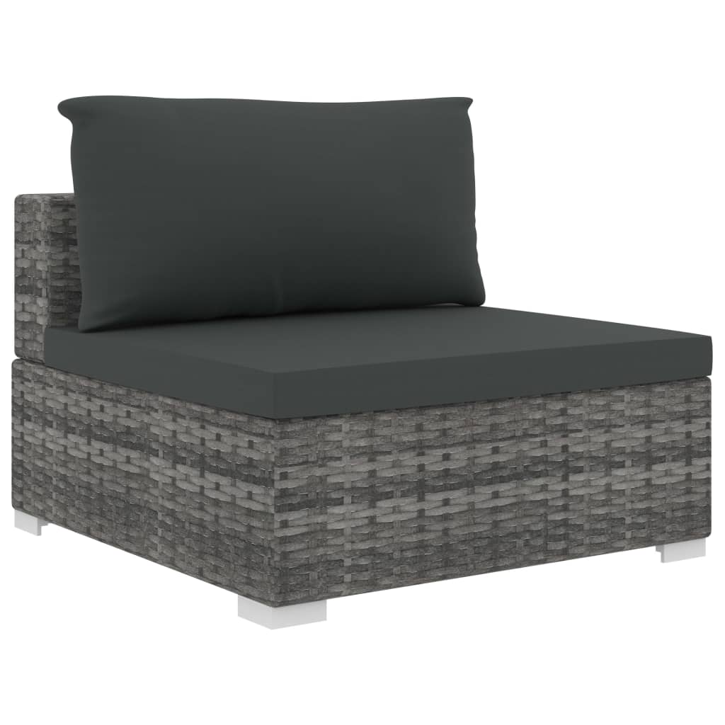 Set Divani da Giardino 11 pz con Cuscini in Polyrattan Grigio - immagine 4