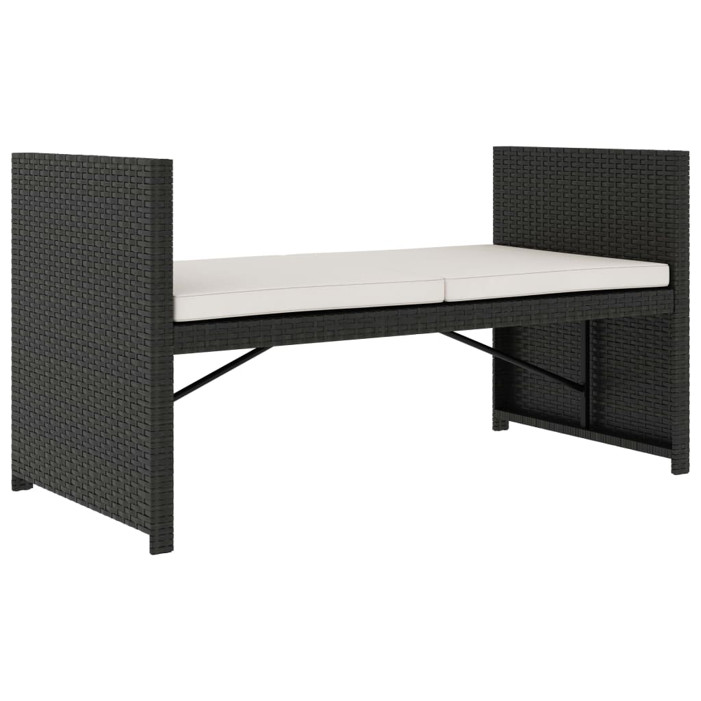 Set Divani da Giardino 5 pz con Cuscini in Polyrattan Nero - immagine 5