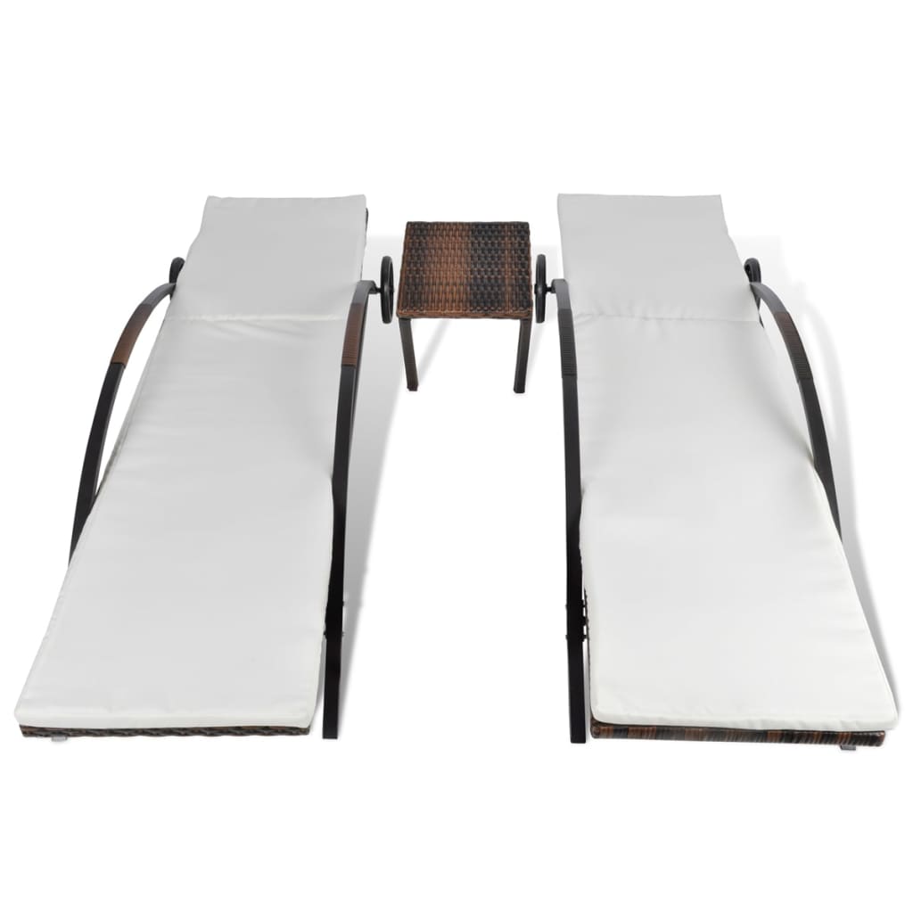 Lettini Prendisole con Tavolino in Polyrattan Nero - immagine 4