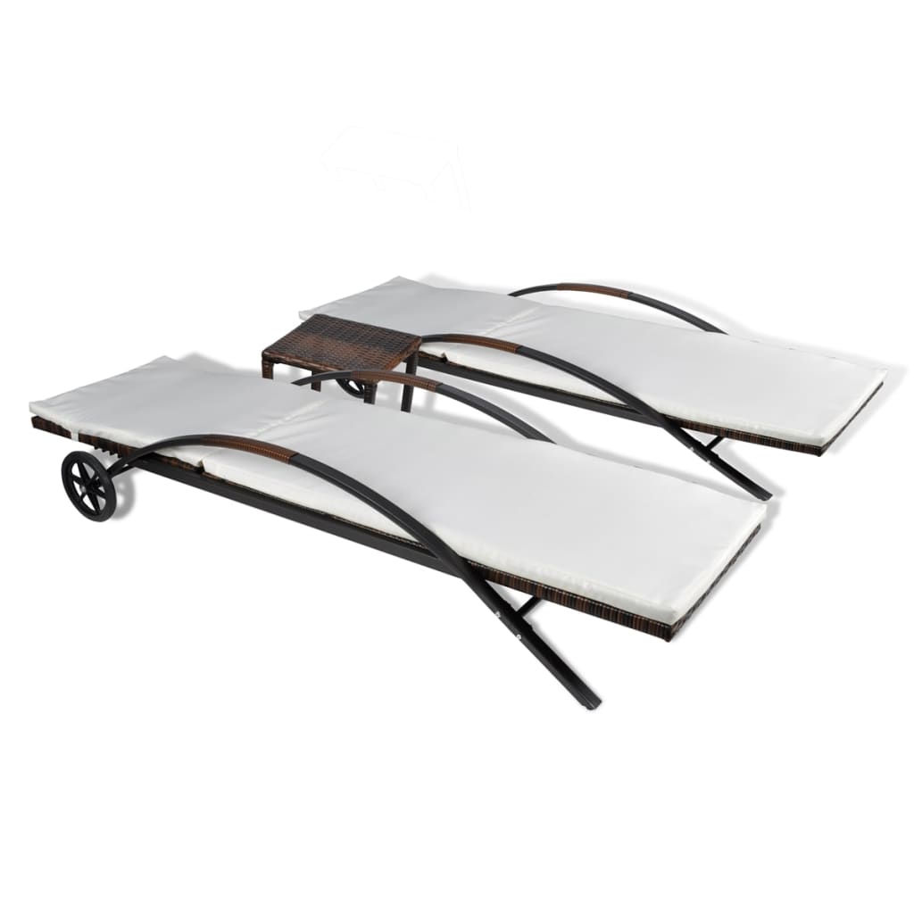 Lettini Prendisole con Tavolino in Polyrattan Nero - immagine 5