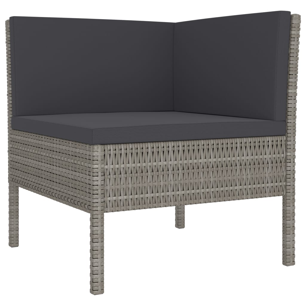 Set Divani da Giardino 2 pz con Cuscini in Polyrattan Grigio - immagine 3