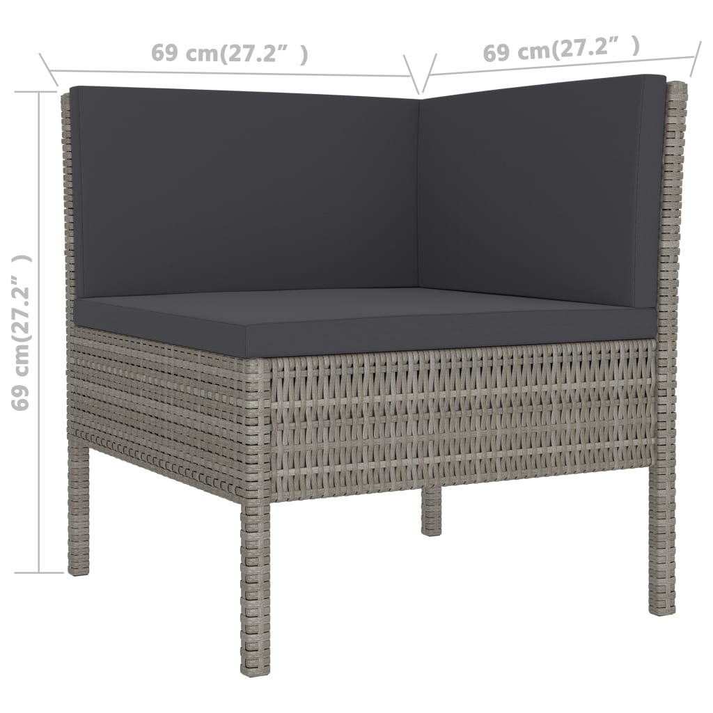Set Divani da Giardino 2 pz con Cuscini in Polyrattan Grigio - immagine 5