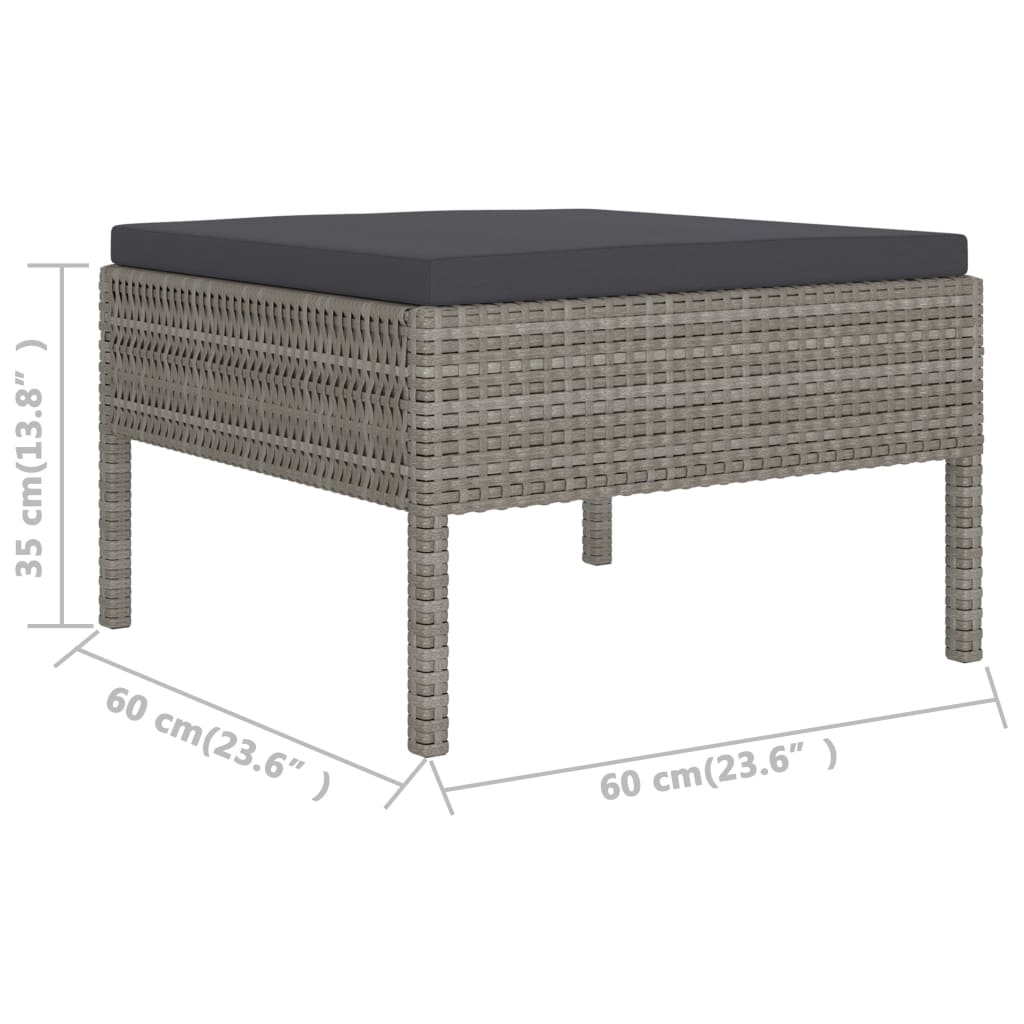 Set Divani da Giardino 2 pz con Cuscini in Polyrattan Grigio - immagine 6