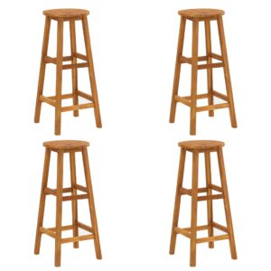 Sgabelli da Bar 4 pz in Legno Massello di Acacia