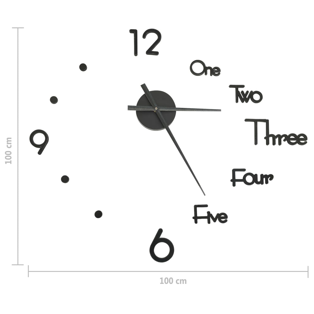 Orologio da Parete 3D Design Moderno Nero 100 cm XXL - immagine 5