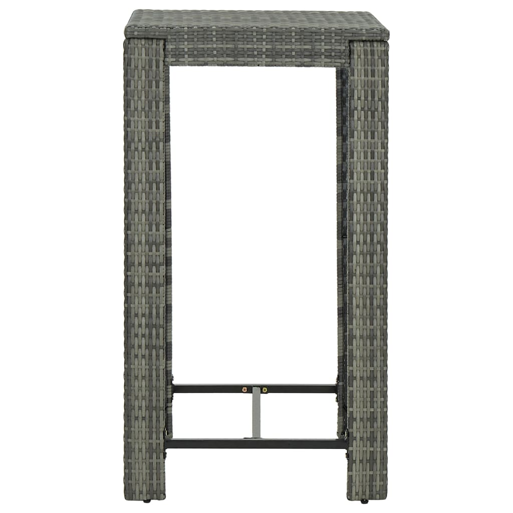 Tavolo da Bar da Giardino Grigio 60,5x60,5x110,5 cm Polyrattan - immagine 3