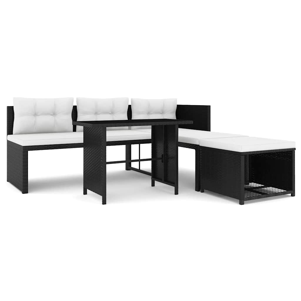 Set Divani da Giardino 4 pz in Polyrattan Nero - immagine 2