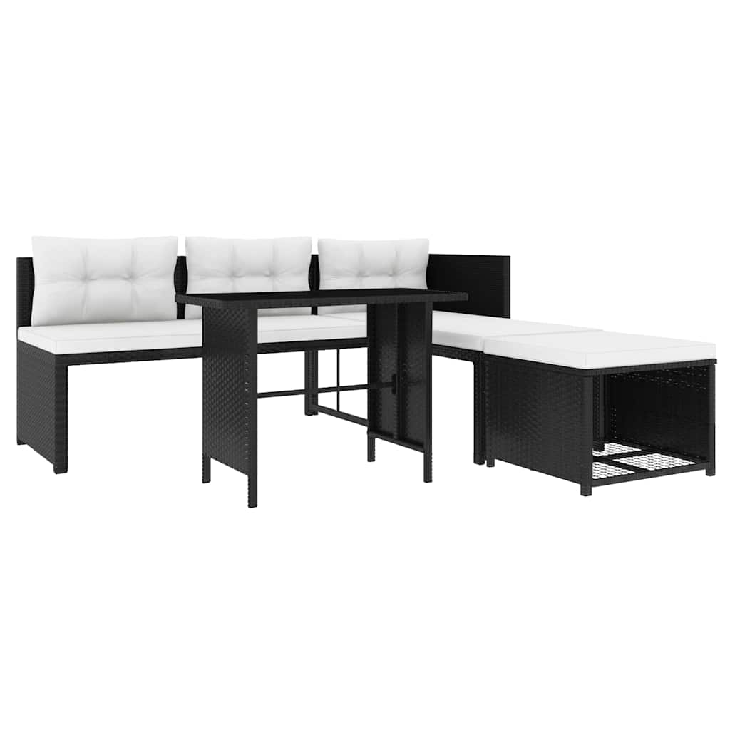 Set Divani da Giardino 4 pz in Polyrattan Nero - immagine 3