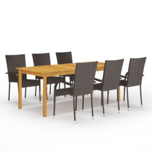 Set Mobili da Pranzo per Giardino 7 pz Marrone
